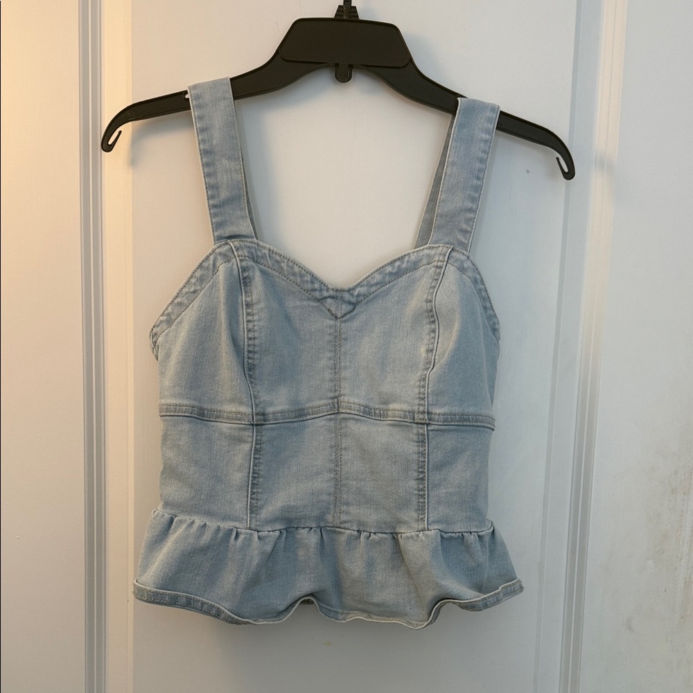 Jessica Simpson Light Blue Denim Peplum Top  XS